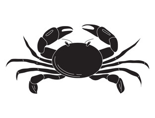 Marine crab black isolated silhouette on white background for icons, stickers, posters, webs	