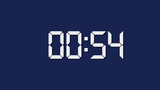 1 minute countdown timer Minimalist Countdown - Clean 60-Second Timer white number. 1 minute timer on stopwatch concept. 4k video on transparent background