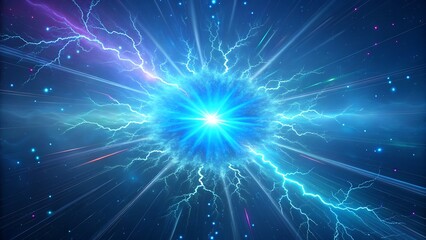 Fototapeta premium Bright Energy Explosion with Electric Sparks in a Cosmic Background