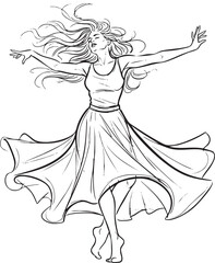 need a Dynamic Sketched dancing woman isolated on white background