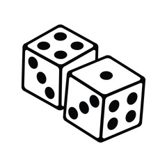 Two hand drawn dice showing four and one