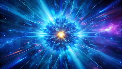 Fototapeta premium Bright Cosmic Explosion with Radiant Energy in Vibrant Blue and Purple Hues