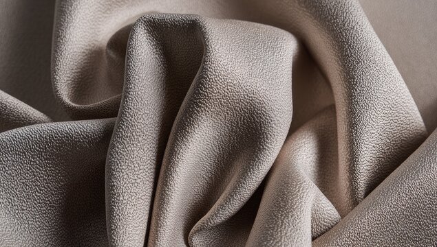 Close-up of draped, light beige satin fabric