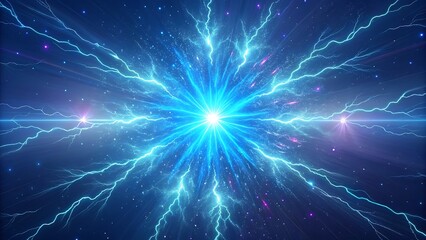 Electric Lightning Burst in Glowing Cosmic Abstract Energy Field

