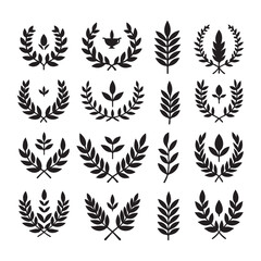 Fototapeta premium Minimalist Laurel Wreath Signs Vector Set
