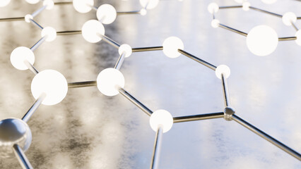 Glowing 3D Digital Connected Data Nodes 