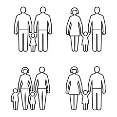 Hand drawn family illustrations in a colorful style isolated on white background