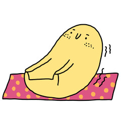 cartoon illustration of a lemon cheese exercise stretching
