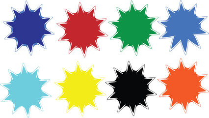 Colorful Starburst Shapes – Blank Promotion Labels and Discount Badges for Marketing and Advertising Design
