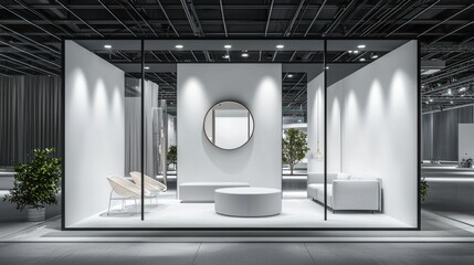 Exhibition stand for mockup and Corporate identity,Display design.Empty booth Design.Retail booth elements in Exhibition hall.booth Design trade show.Blank Booth system of Graphic Resources.3d render