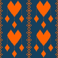 Colorful Ikat Heart Seamless Pattern Design