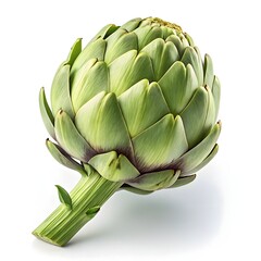 Obraz premium Tavor Artichoke Compact Green Globes with Overlapping Petals in Fresh Studio Still Life on Clean White Background