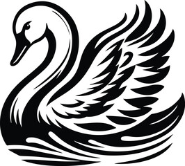 Obraz premium Elegant Black Swan Stylized Illustration