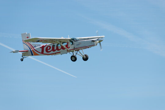 HB-FKL Pilatus PC-6/B2-H4 Turbo Porter airplane over the rhine valley in Switzerland 30.5.25