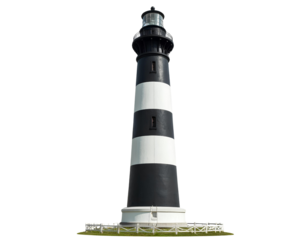 Classic Lighthouse Tower with Lantern Room – Isolated on Transparent Background.