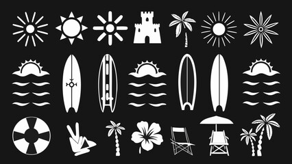 surfer silhouettes set