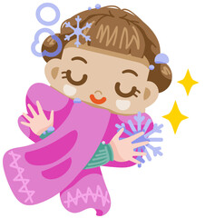 little girl with a toy