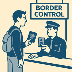 Naklejka premium illustration passport check at the border vector minimalism Vector illustration minimalism