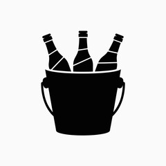 Bottle Bucket Silhouette Icon for Drinks and Beverage Storage