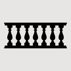 Balustrade Silhouette Icon for Architecture and Railing Design

