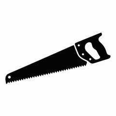 Hand Saw Silhouette Icon for Carpentry and Woodworking Tools

