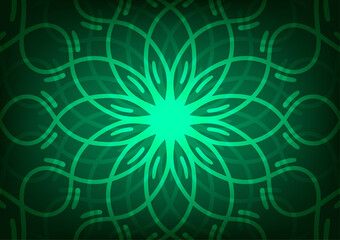 Mandala dark art green light line background