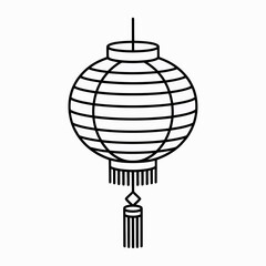 Chinese Paper Lantern Outline Illustration for Festivals and Decoration

