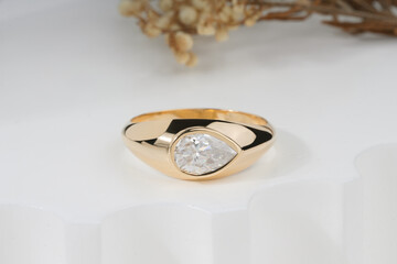 Elegant rose gold engagement ring with sparkling diamond for women 