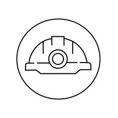 Construction Helmet Icon: A minimalist line drawing of a construction helmet, representing safety and protection on the job site.