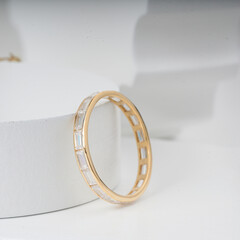 Elegant rose gold engagement ring with sparkling diamond for women 