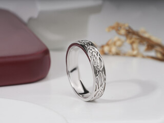 Silver engagement band jewelry ring for Women and girls 