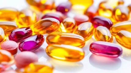 Close-Up of Colorful Dietary Supplements and Health Capsules