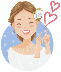  a cheerful cartoon illustration of a happy bride, typically used in designs related to weddings and celebrations