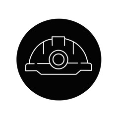 Safety helmet icon in black circle outline