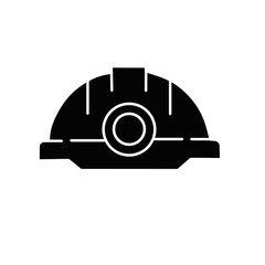 Black Silhouette of Safety Helmet Icon in Minimalist Style