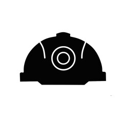 Black Silhouette of Safety Helmet Icon in Minimalist Style