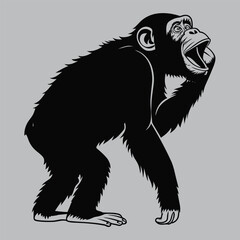 Chimpanzee Making Silly Face silhouette vector design art and illustration