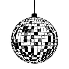 black silhouette of a disco ball