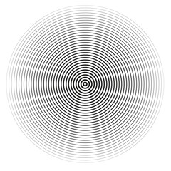 Black Concentric Circles Optical Illusion Vector – Hypnotic Spiral Target Design, Circular Abstract Pattern, Retro Radiating Lines for Background, Minimal Geometric Art, and Graphic Design Decoration
