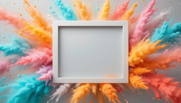 grunge frame with colorful smoke and fire effect empty space for text or photo design border background - Powered by Adobe