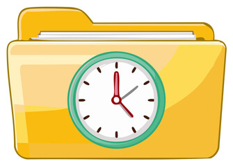 Obraz premium Organize files, manage time well, and keep documents on time using this file folder with the clock on it.