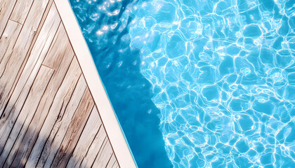 Obraz premium Swimming pool and wooden deck ideal for backgrounds
