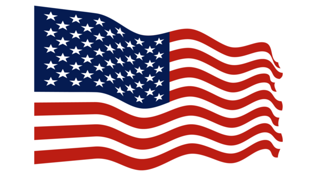 The flag of the United States of America Isolated on white background