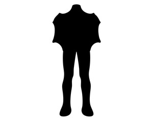 Silhouette of a mannequin torso and legs casting a shadow and stark contrast