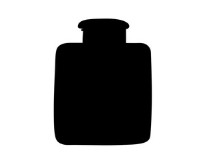 Simple black silhouette of a shampoo or lotion bottle on white backdrop