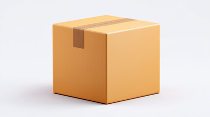 Obraz premium Return parcel, sealed parcel box ready for return on clean white background with smooth edges and simple design