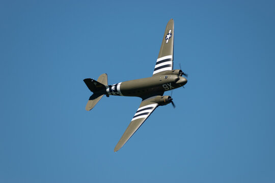 P315087 Douglas C-47-DL airplane over the rhine valley in Switzerland 30.5.25
