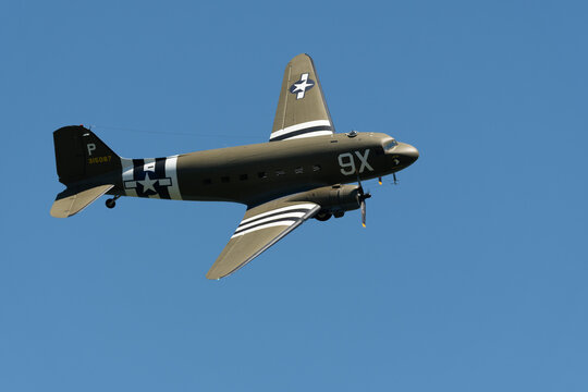 P315087 Douglas C-47-DL airplane over the rhine valley in Switzerland 30.5.25