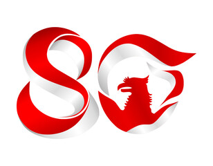 80th Anniversary of Indonesian Independence Logo Red and White Creative Design