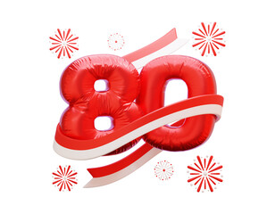 80th Anniversary of Indonesian Independence Logo Red and White Creative Design